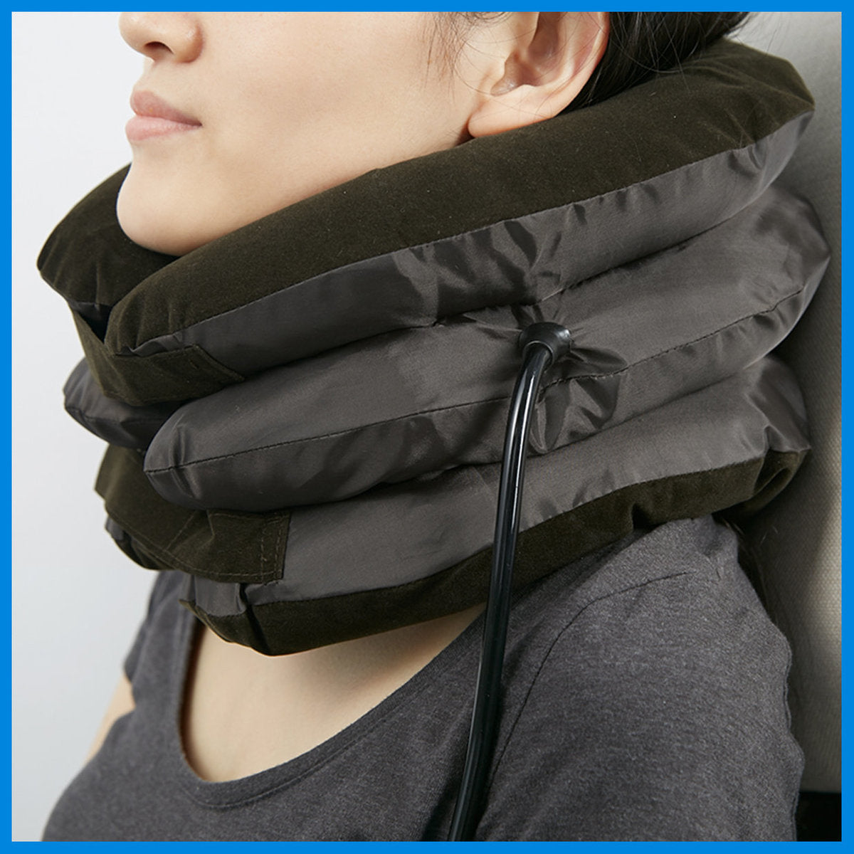 便攜式頸椎矯正牽引器 三層充氣 護頸 頸托牽引器 旅行枕