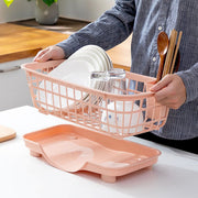 Japanese pink water-proof tableware dishes plastic water-proof rack zinc plate partition