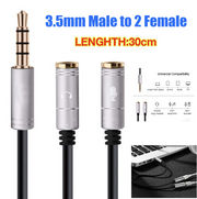 30cm metallic color 3.5mm 1/2 audio cable microphone cable microphone cable