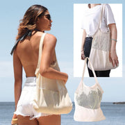 Mesh bag spliced mesh portable shopping bag tote bag