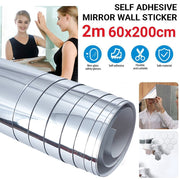 銀色DIY鏡面貼 60x200cm軟鏡子牆貼 自粘防水鏡面貼紙