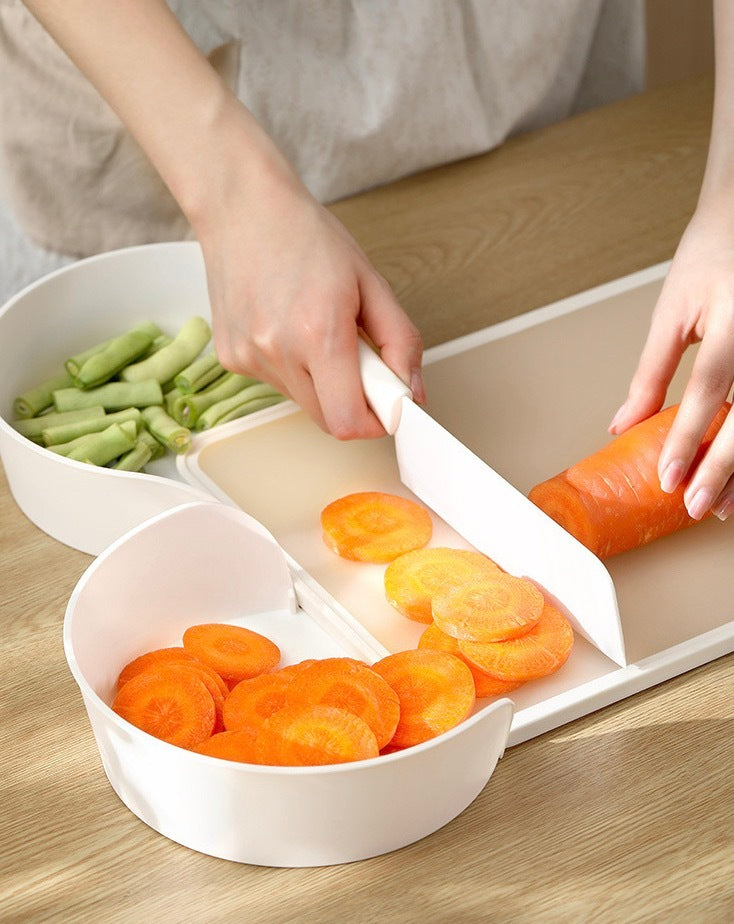 家用多功能備菜盤 廚房食品級PP配料盤 白色 2個一套 上菜碟