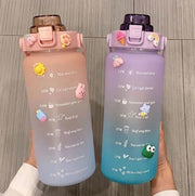 Pink large-capacity water bottle sports fitness scale straw cup portable drinking water bottle kettle water bottle