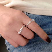 Natural pearl broken silver ring for index finger elastic niche design fashionable personality versatile ring