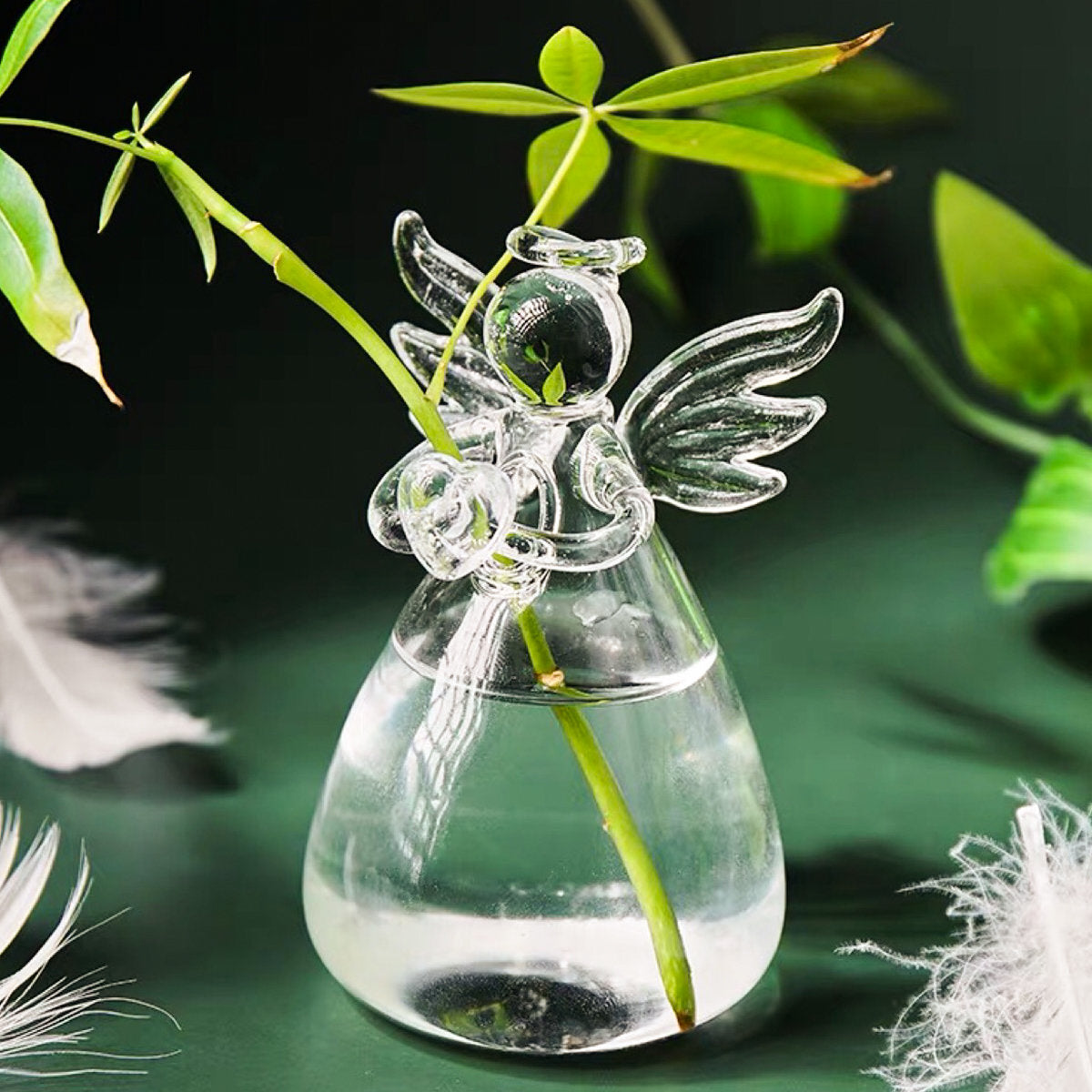 2個 小天使玻璃花瓶花樽 北歐客廳茶几桌面天使玻璃水培小花瓶
