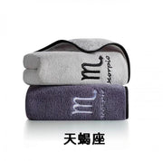 Coral velvet constellation towel set 2 pieces (Scorpio) large bath towel, body towel, face towel, soft, absorbent and quick-drying