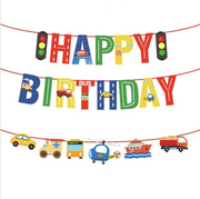 【紅綠燈造型】生日快樂字母拉旗 派對佈置橫幅 HAPPY BIRTHDAY 裝飾擺設