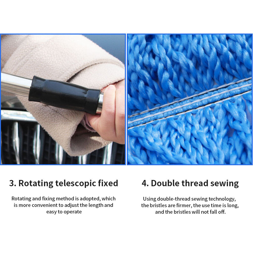 Blue telescopic nanofiber wax mop dust removal car duster car mop car brush car cleaning tools car supplies