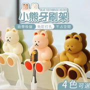 Bear Toothbrush Holder Cute Toothbrush Holder Suction Cup Toothbrush Holder Electric Toothbrush Holder Toothbrush Holder Toothbrush Storage Rack No-Punch Toothbrush Holder No-Punch Wall-mounted Toothbrush Holder (Chocolate Bear)