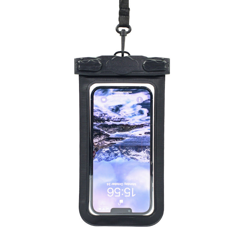 手機防水袋可觸屏大號防水殼外套密封袋通用7.6寸 黑色