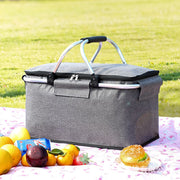 Insulated picnic basket foldable ice pack ice basket outdoor thermal insulation cold storage portable storage basket black picnic basket
