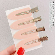 Japanese-style seamless hair clips, seamless beauty bangs clips, hair care styling clips, cream glue pink (set of 4)