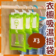 3個 衣櫥吸濕掛袋 防潮除濕劑 掛鉤式 掛勾式 掛鈎式吸濕器 吸濕袋 廚房吸濕 衣櫃吸濕 衣帽間 乾燥劑(100g/3個) 吸濕盒 掛袋掛鉤吸濕防潮