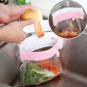 Three-suction cup curved sink that can clip garbage bag holder household kitchen supplies foldable garbage bag hanging rack dish rack