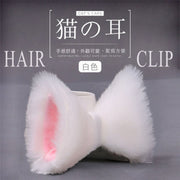 日系手作猫耳发卡|毛绒仿真兽耳猫咪狐狸发箍男女通用可爱万圣节/圣诞节/Cosplay/Lolita/情趣/变装舞会聚会Party派对|白猫头饰发夹发卡饰品(白色)
