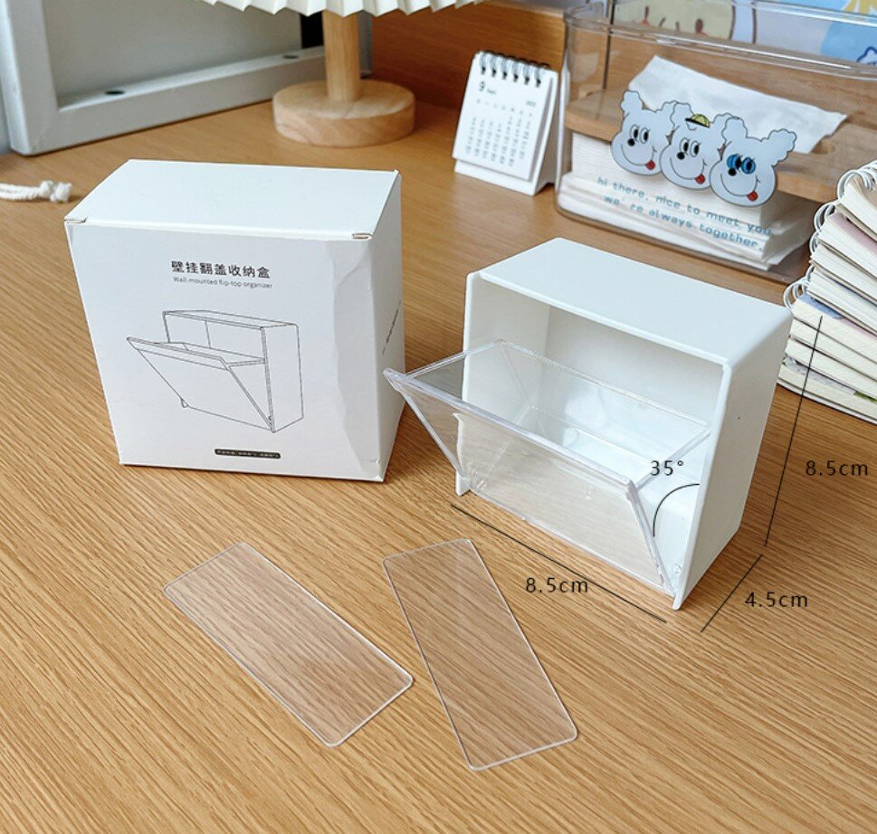 壁掛式收納盒高顏值宿舍衛生間化妝棉粉撲棉片發圈棉簽棒小夾子盒 儲物盒