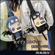 Shoulder bag Side shoulder bag Crossbody bag Side shoulder bag Chest bag Crossbody bag Chest bag Couple bag Japanese crossbody bag (black and white color matching/gorilla pendant/free badge)
