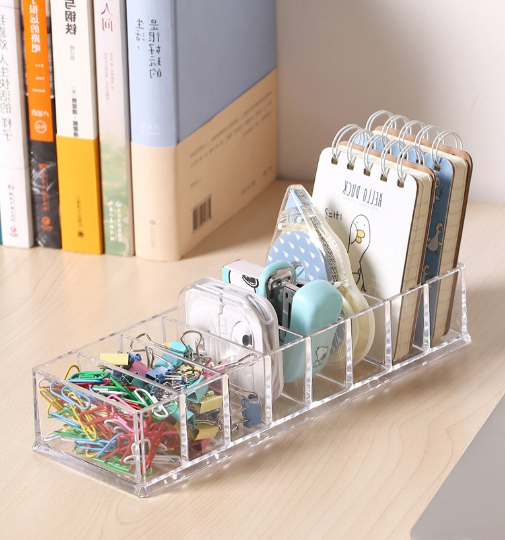 多功能電線搖控收納盒 文具無印風 數據線收納盒透明多格 充電器電源線 整理桌面整理繞線器