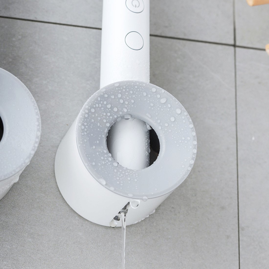 Electric toothbrush round storage rack 3M stickers anti-mildew and drain (grey) # toothpaste # wash basin # mouthwash wall-mounted electric toothbrush holder | No need to punch holes
