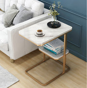Rectangular tea machine marble pattern metal bracket multi-purpose assembled wooden tea machine table coffee table sofa side table