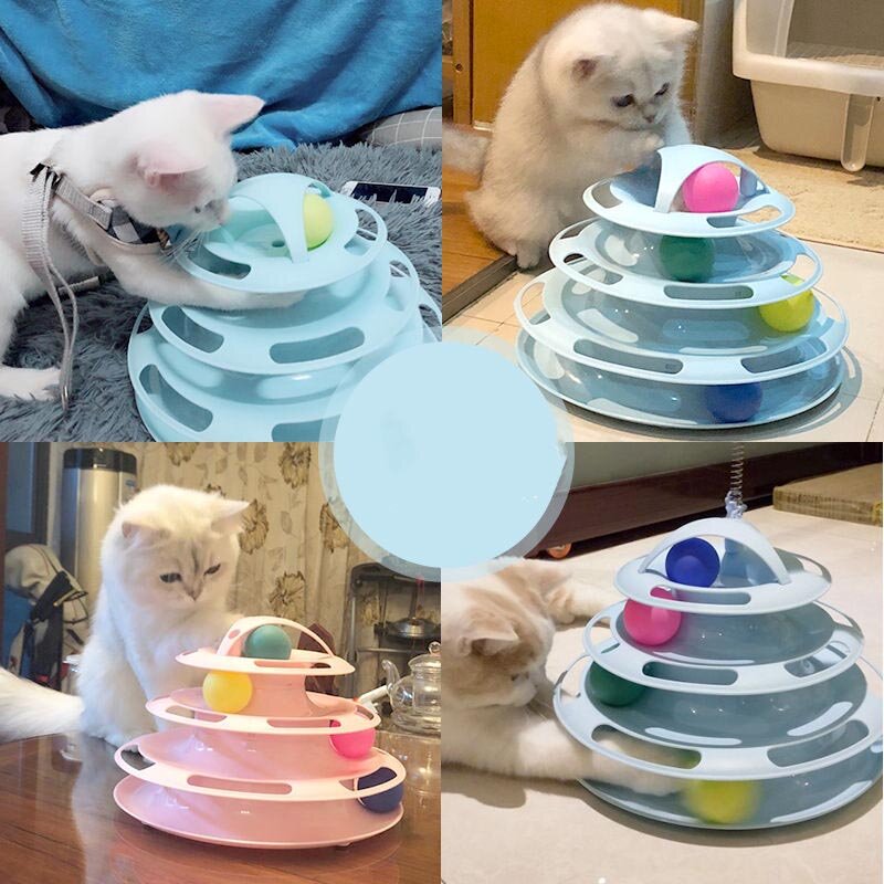 Cat toy self-pleasure and relieve boredom cat four-layer cat turntable ball amusing cat artifact cat bite-resistant kitten small kitten supplies