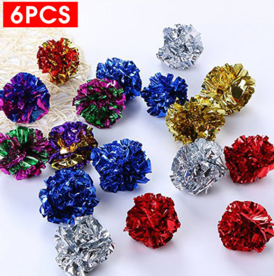 【6個裝】寵物貓咪玩具球 大號響紙球 5cm塑膠球 寵物貓咪逗貓玩具 經典貓玩具