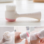 3D Dual-Purpose Deep Cleansing Facial Brush Manual Facial Cleansing Brush Super Soft 3D Soft-bristled Cleansing Facial Brush Facial Cleanser Silicone Cleansing Double-Sided Massage Cleansing Brush Facial Cleansing Brush - Pink