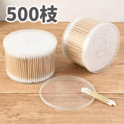 Double-headed cotton swabs, disposable makeup cotton ear cotton swabs, sanitary napkins, round-head wooden sticks, makeup remover cleaning cotton swabs 500 sticks