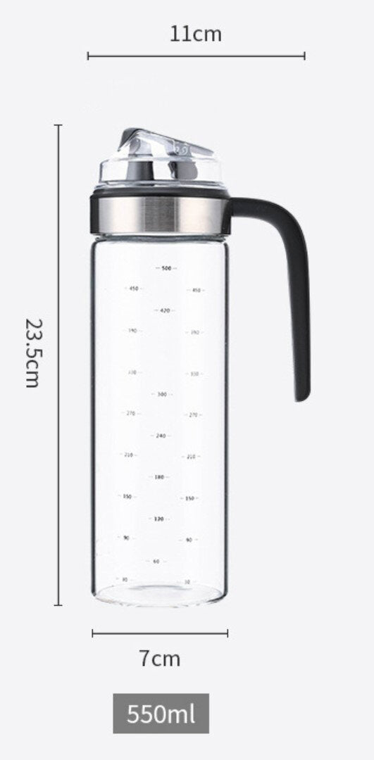 550ML 自动开合玻璃油壶油瓶厨房重力酱油瓶油醋瓶防漏可计量调料瓶