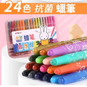 旋轉蠟筆 24色蠟筆組 蠟筆 幼兒蠟筆 繪畫工具 短蠟筆 兒童蠟筆 平行進口