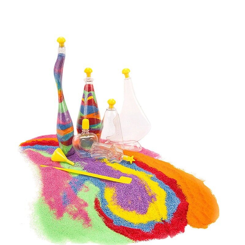 DIY creative toys for primary school students - handmade sand bottles - luminous style - SET A space (4 sand bottles) children's artistic creative sand bottles diy handmade colored sand paintings educational toys quicksand rocket 5-9 years old
