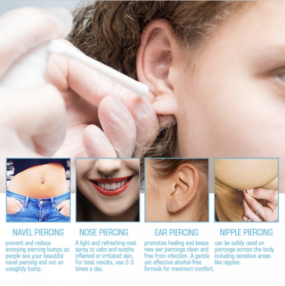 SOUTHMOON 天然耳環窿清潔噴霧 耳孔護理噴霧 耳洞清潔噴霧 耳孔防堵噴霧 耳洞去異味噴霧 緩解耳孔疼痛劑 減少耳孔腫脹噴劑 耳洞清理神器 耳孔清洗護理劑 洗面工具Facial