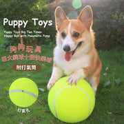 『十倍快樂』巨大化網球寵物玩具 狗狗貓咪充氣訓練橡膠大球 游泳游水可用浮水球 彈力釋放體力精力球 外出公園拋接互動玩具(送充氣泵)