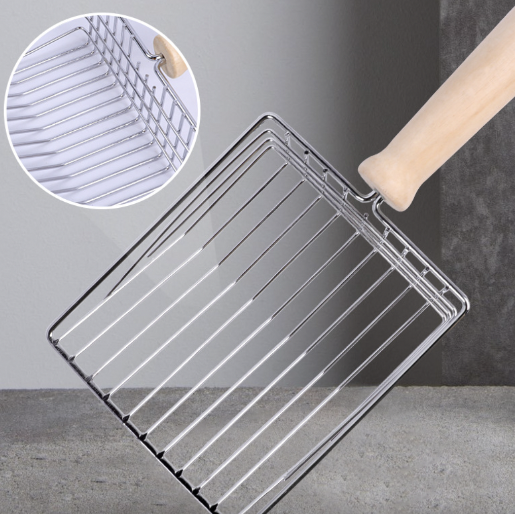 Metal cat litter shovel large wooden handle cat litter shovel pet cat poop shovel cat litter shovel