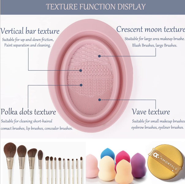 【粉紅】可摺疊化妝掃清潔碗 化妝刷清潔墊 折疊洗刷碗 美妝蛋洗潔碗 摺疊碗 洗刷墊 洗化妝刷 化妝蛋清潔 擦洗墊 化妝掃清洗工具 美妝蛋Beauty