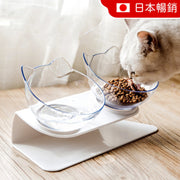 Transparent Pet Bowl - Double Bowl with Neck Protection for Cats and Dogs - Pet Double Bowl Set with Stand