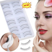 10 pairs of false eyelashes, soft and lifelike eyelashes simulated hair, handmade false eyelashes with cotton stems/black stems, natural naked eyelashes, long and thick style/naturally long false eyelashes False