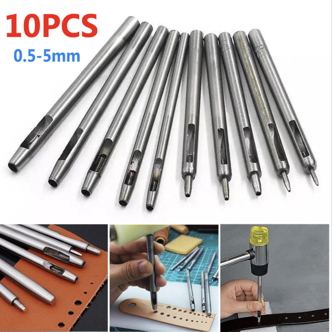 10支套裝 皮帶打孔器 皮革工藝打孔器 DIY皮革工具 腰帶打孔器 皮革