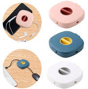 Pink charging cable storage box can be rotated to organize data cable storage box portable mobile phone cable organizer cable collector headphone cable multi-function mini rotating cable winder