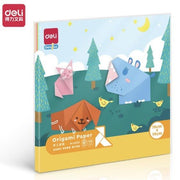 得力【10色-總共100張-19*19cm】手工摺紙 薄千紙鶴 正方形卡紙 小學生厚摺紙書 貼紙書