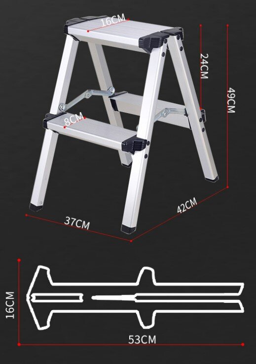 Secondary aluminum alloy folding ladder (silver) ladder