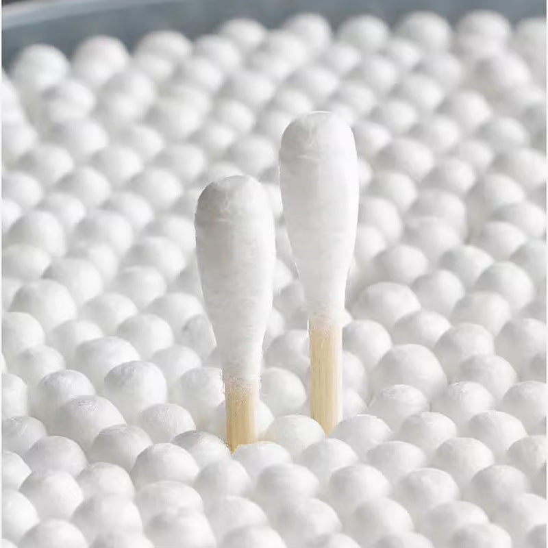 雙頭棉簽一次性化妝棉掏耳棉花棒衛生棉圓頭木棒卸妝清潔棉棒 500棒