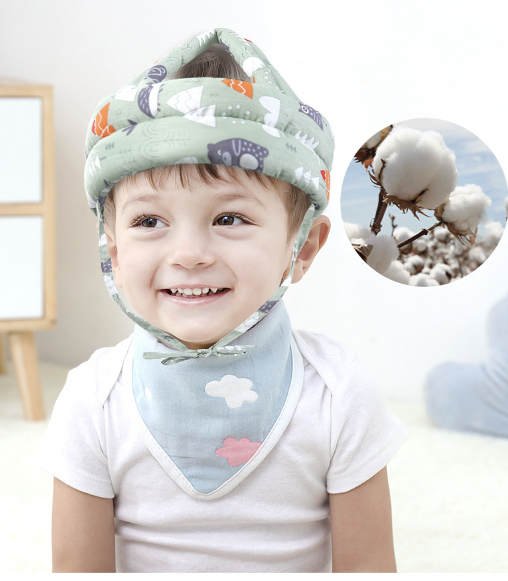 寶寶護頭枕防摔神器頭部保護墊夏季防撞頭學走路嬰兒四季學步帽子 綠色森林 學步護頭枕 護耳器