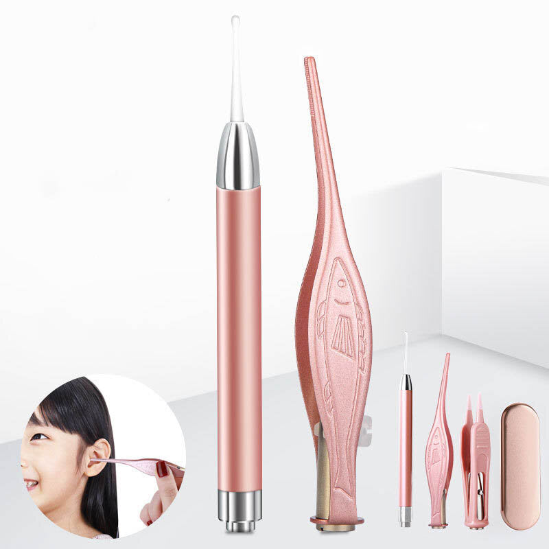 帶燈挖耳勺帶燈寶寶兒童耳屎鑷子耳朵采耳工具可視充電發光耳勺