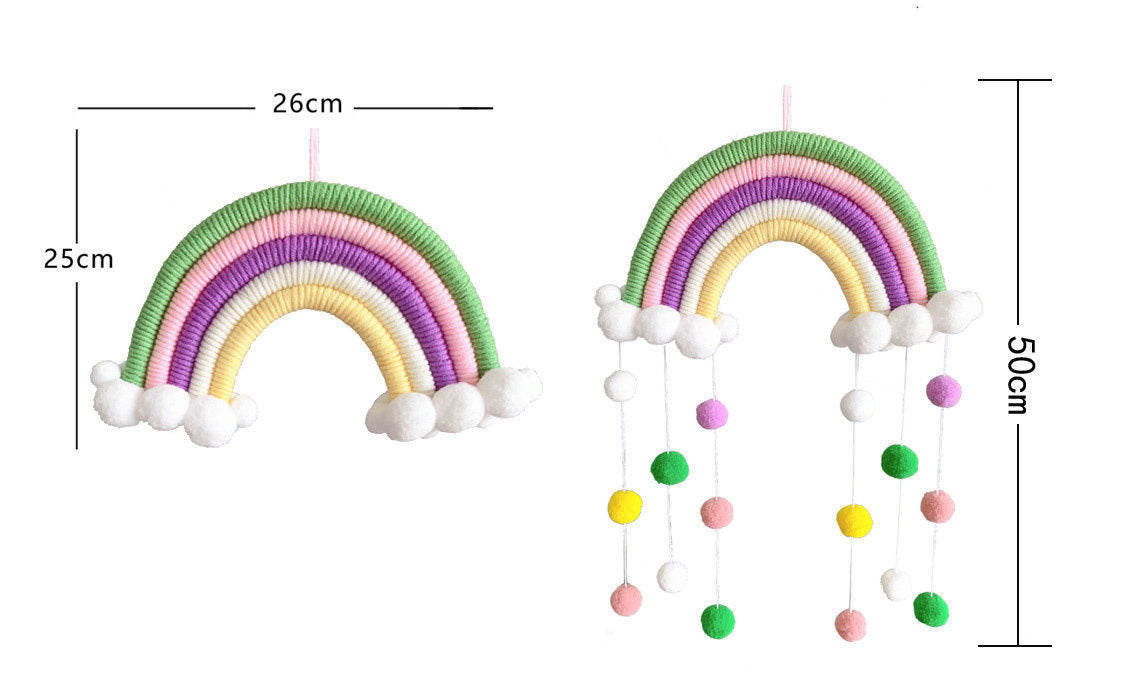 裝飾北歐風家居家飾兒童房裝飾挂件編織雲朵彩虹掛飾壁飾吊飾