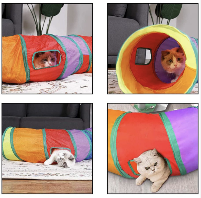 Cat tunnel cat toy foldable storage two-way tunnel curved S-shaped fun cat supplies cat tunnel nest foldable rolling toy cat tunnel