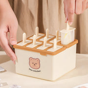 Popsicle ice cream mold food grade with lid household abrasive tool for making popsicle frozen ice cube box homemade ice cream artifact khaki 8 grid