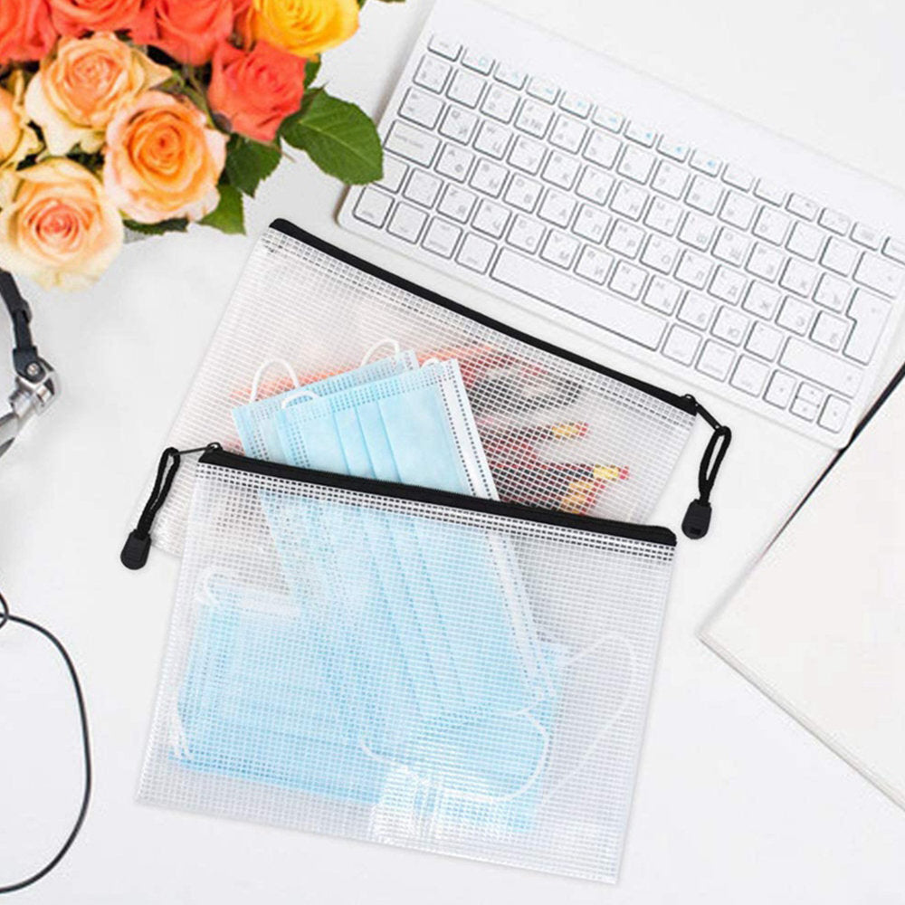 【10個裝】A4 透明網格文件袋 拉鍊袋 資料袋 防水檔案袋 文件袋 A4拉鏈袋 拉鏈袋