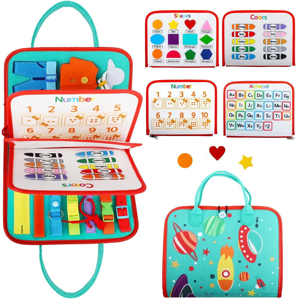 忙碌板 毛氈兒童學習板 早教教育板兒童玩具 綠色 認知玩具