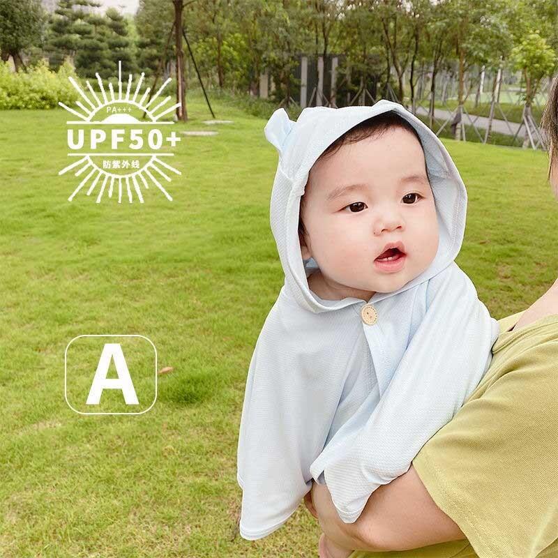 嬰兒防曬衣薄款透氣寶寶防曬披肩鬥篷超萌可愛防紫外線衣服夏 防曬帽